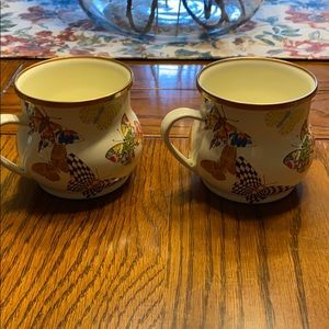 Mackenzie Childs butterfly garden print mugs